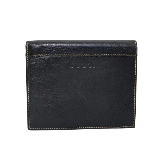 Auth GUCCI - Black Leather Bifold Wallet - Picture 6 of 6